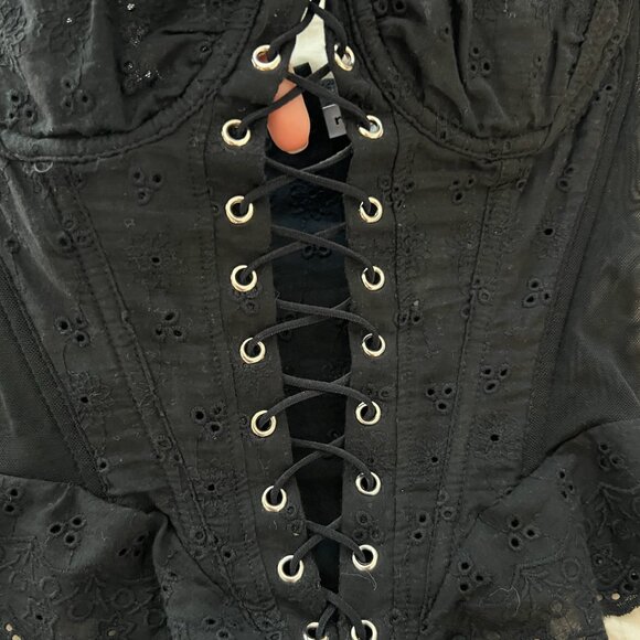 Miaou Deville black eyelet corset. Pefect condition new flaws - Picture 7 of 8